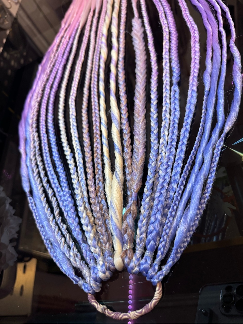 Braided Hair Extensions with Pastel Blue and Pink Accents - Picture 3 of 12